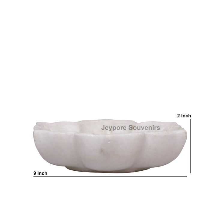 Handcrafted White Marble Lotus Flower Urli Bowl For Home Decor