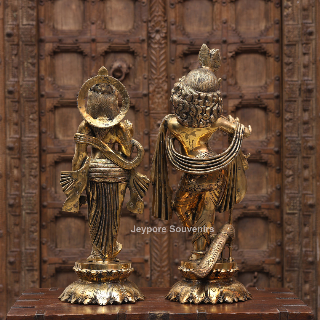 26" Handcrafted Brass Radha Krishna Idol Pair