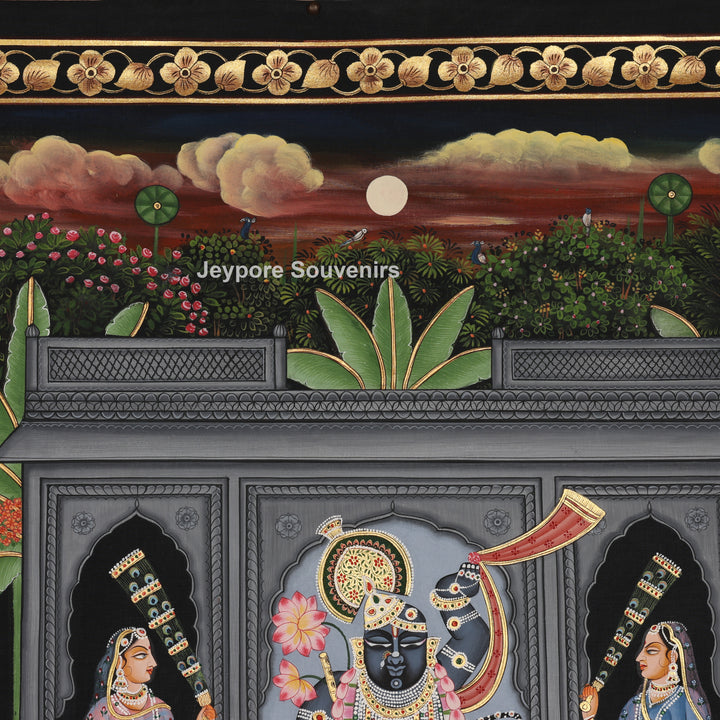 Pichwai Krishna with Sacred Cows – Hand-Painted Art