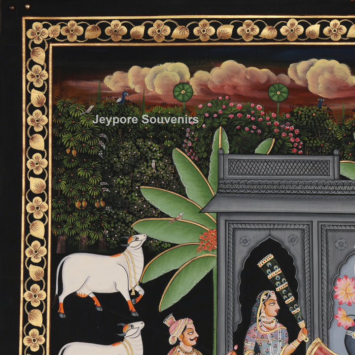 Pichwai Krishna with Sacred Cows – Hand-Painted Art