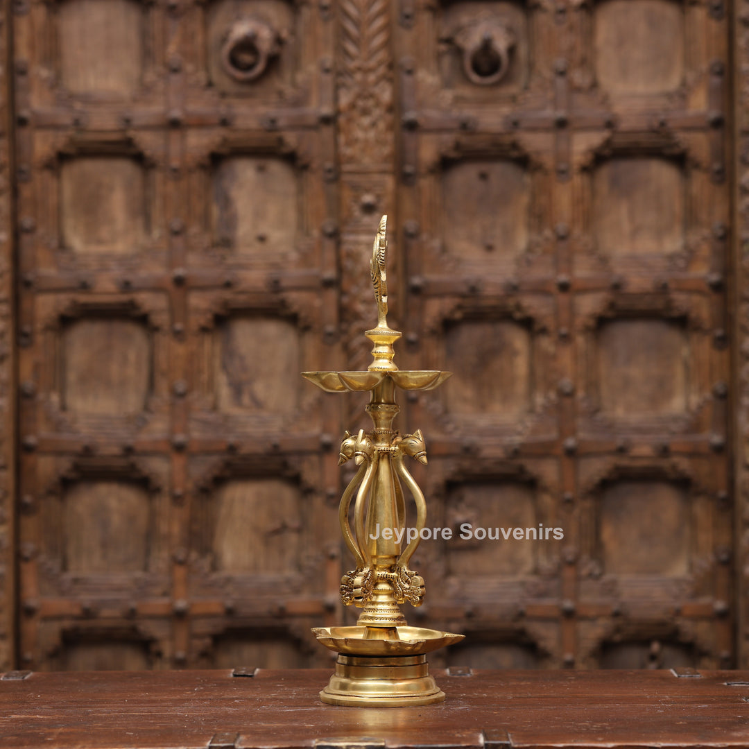 15" Handcrafted Brass Traditional Shankha Oil Lamp (Diya)
