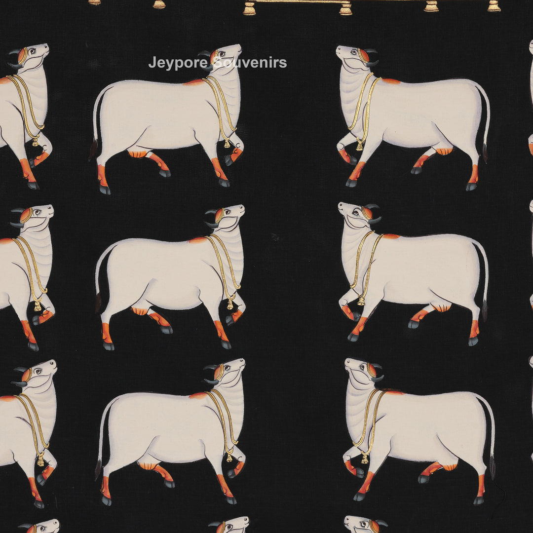 Pichwai Krishna with Sacred Cows – Hand-Painted Art