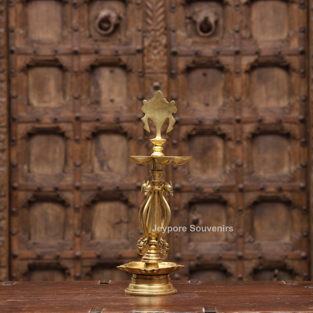 15" Handcrafted Brass Traditional Shankha Oil Lamp (Diya)