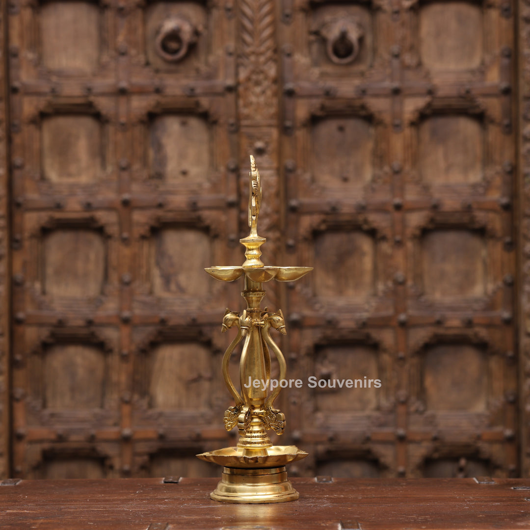15" Handcrafted Brass Traditional Shankha Oil Lamp (Diya)