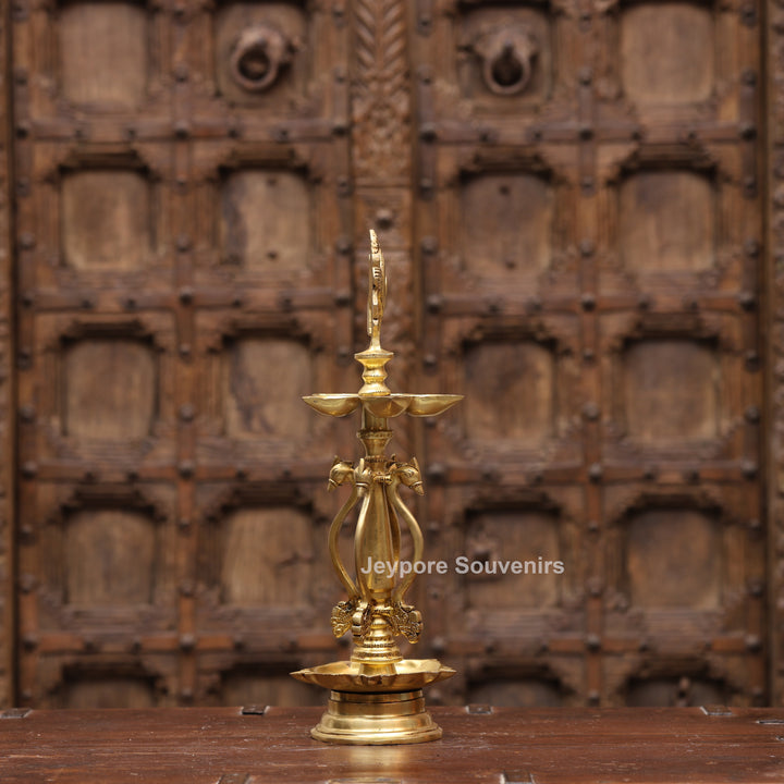 15" Handcrafted Brass Traditional Shankha Oil Lamp (Diya)
