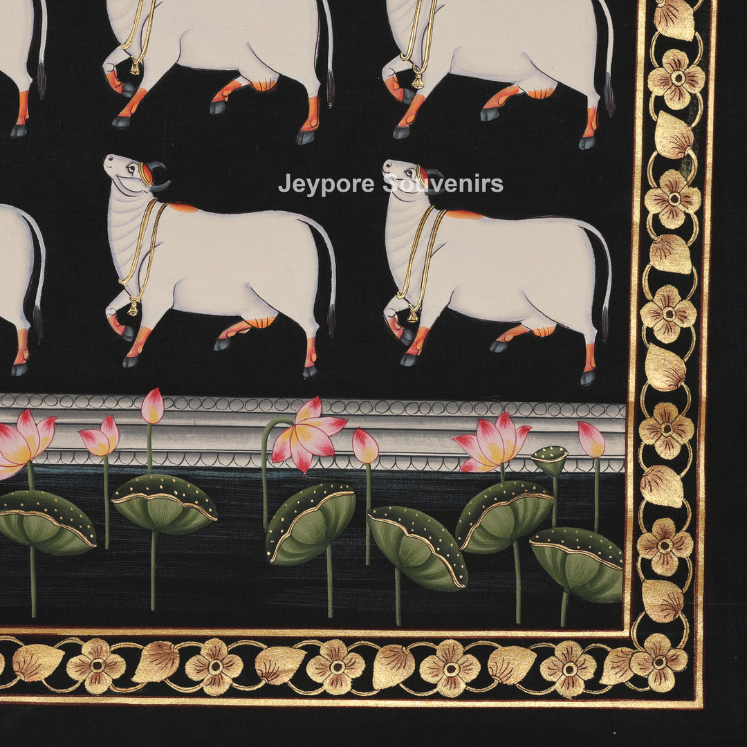 Pichwai Krishna with Sacred Cows – Hand-Painted Art
