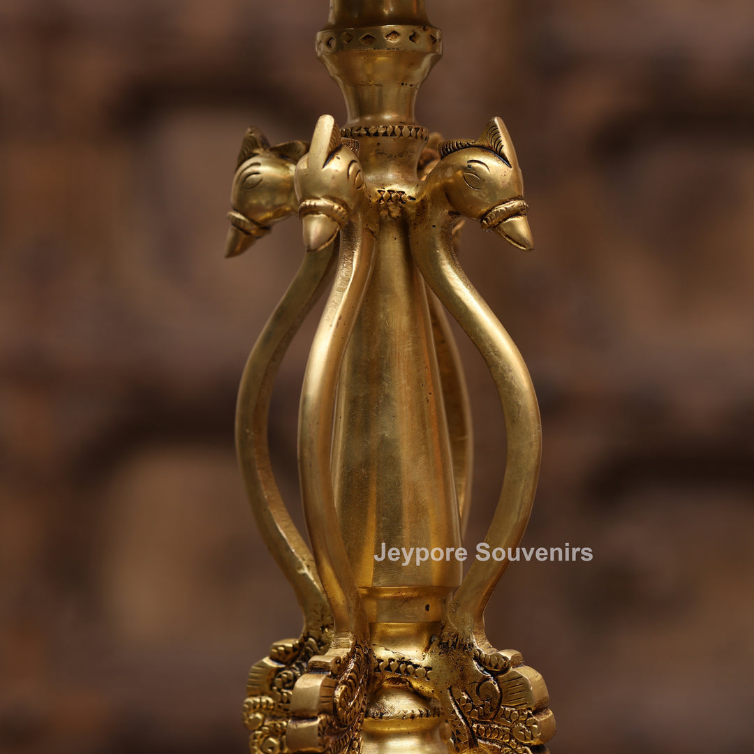 15" Handcrafted Brass Traditional Shankha Oil Lamp (Diya)