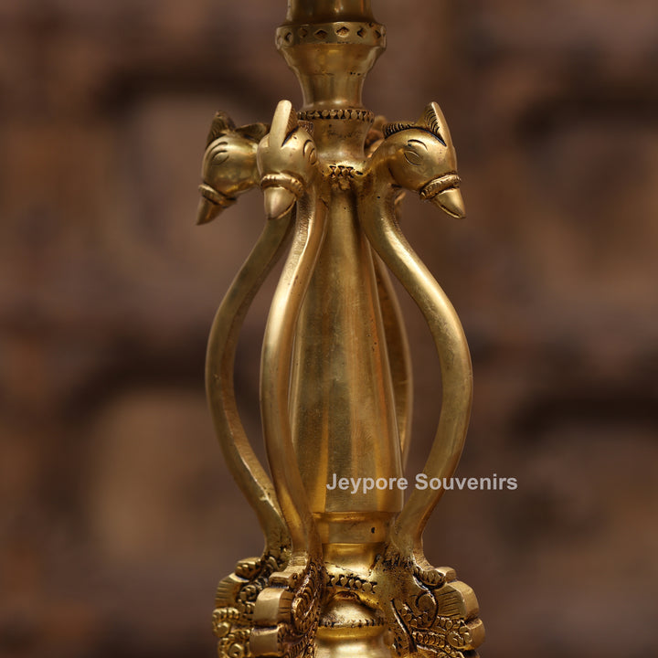 15" Handcrafted Brass Traditional Shankha Oil Lamp (Diya)