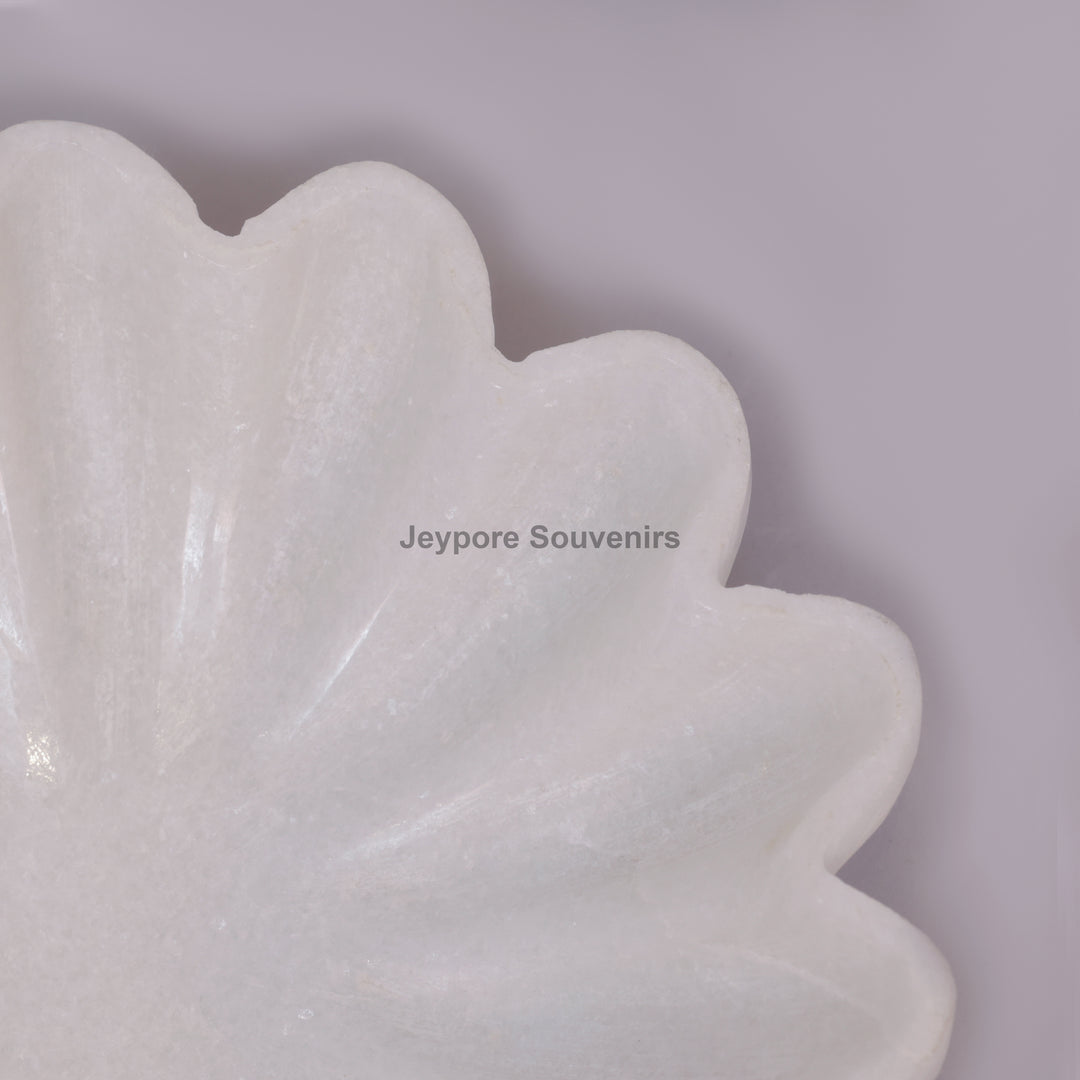 Handcrafted White Marble Flower-Shaped Decorative Bowl