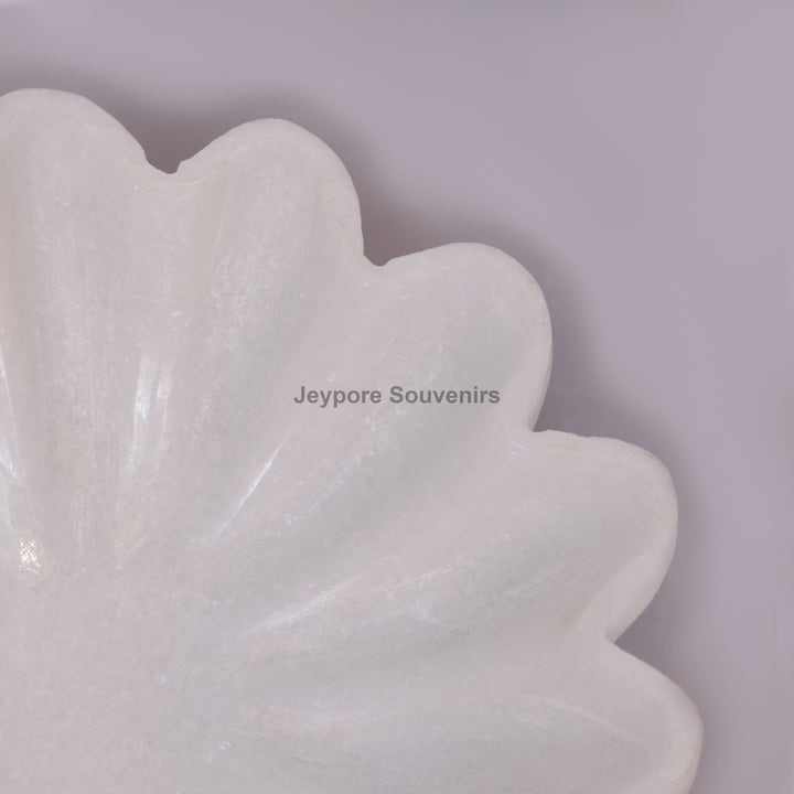 Handcrafted White Marble Flower-Shaped Decorative Bowl
