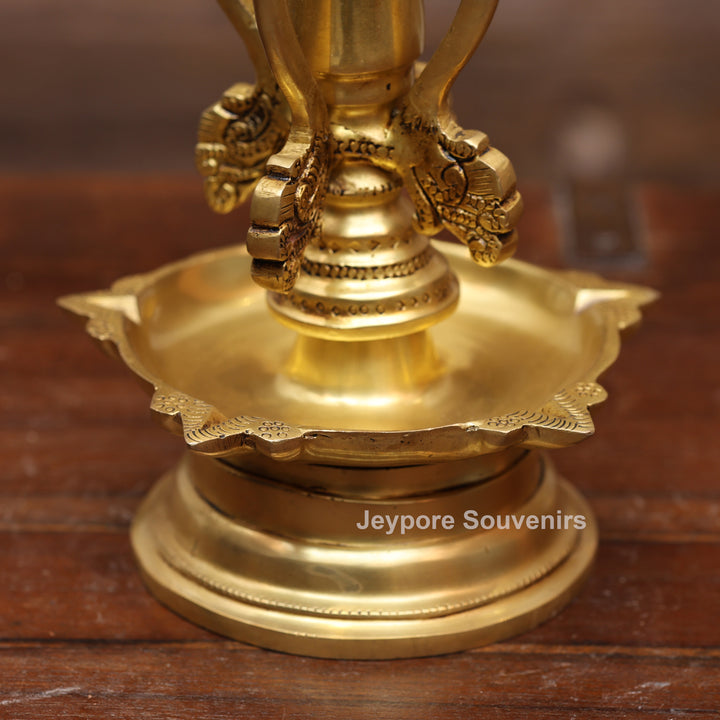 15" Handcrafted Brass Traditional Shankha Oil Lamp (Diya)
