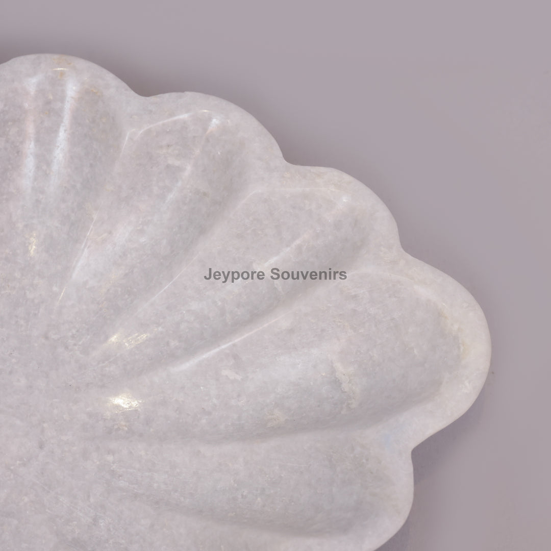 Handcrafted White Marble Scalloped Flower Urli Bowl