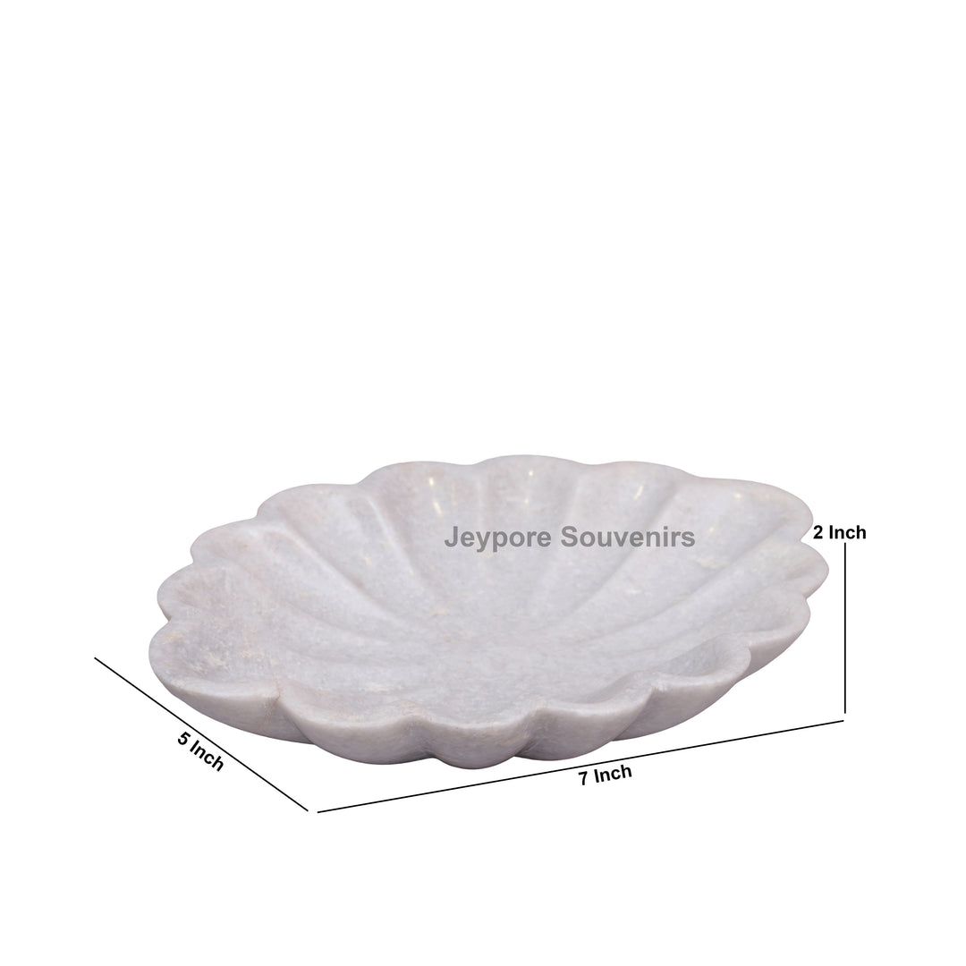 Handcrafted White Marble Scalloped Flower Urli Bowl
