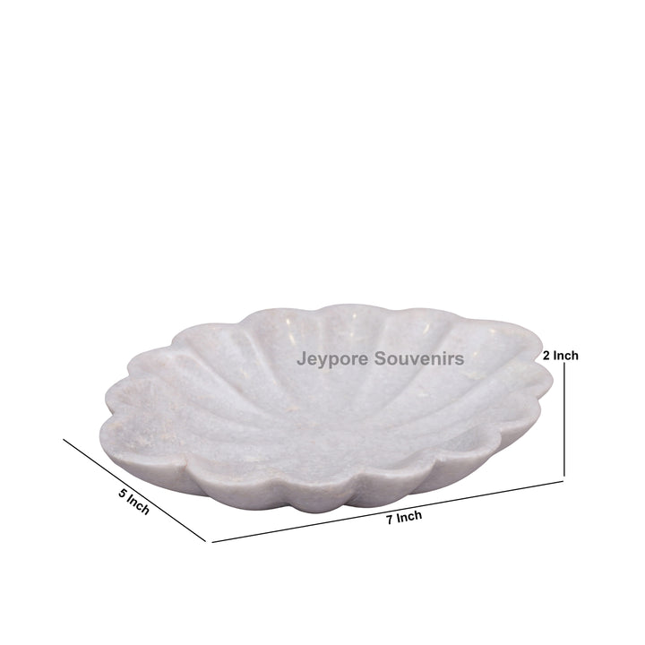 Handcrafted White Marble Scalloped Flower Urli Bowl