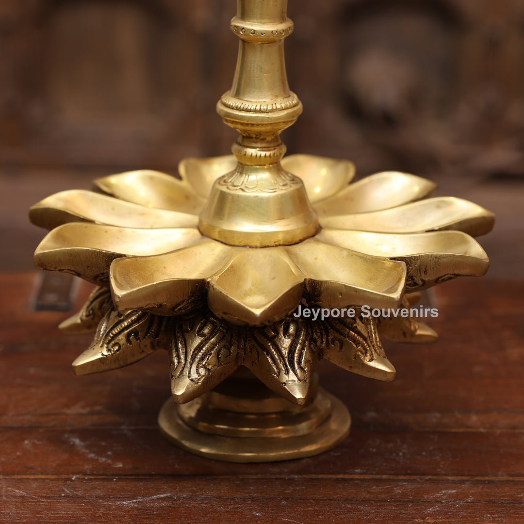 14" Handcrafted Brass Dancing Ganesha Diya Lamp