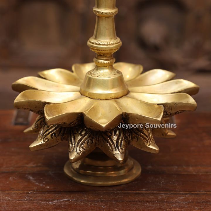 14" Handcrafted Brass Dancing Ganesha Diya Lamp