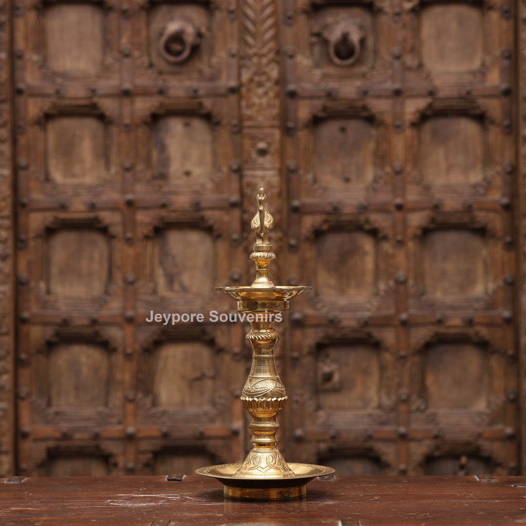 14" Handcrafted Brass Peacock Oil Lamp