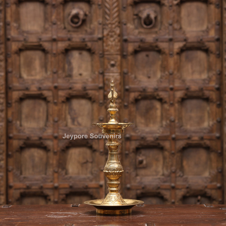 14" Handcrafted Brass Peacock Oil Lamp