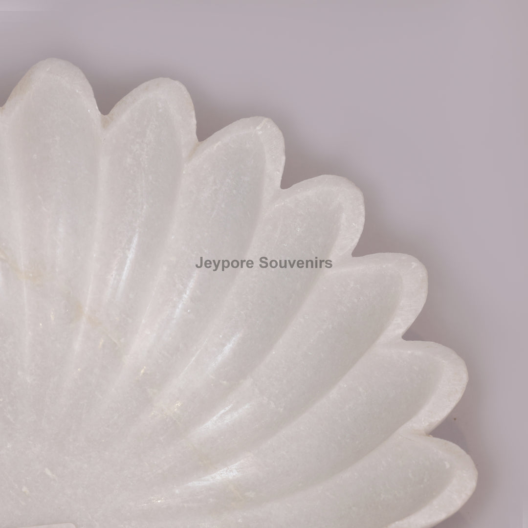 Handcrafted White Marble Flower-Shaped Floating Urli Bowl