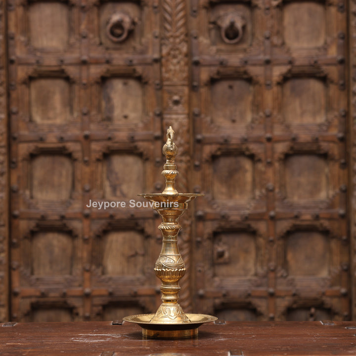 14" Handcrafted Brass Peacock Oil Lamp