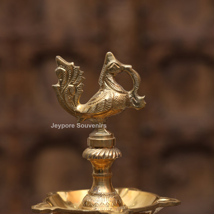 14" Handcrafted Brass Peacock Oil Lamp