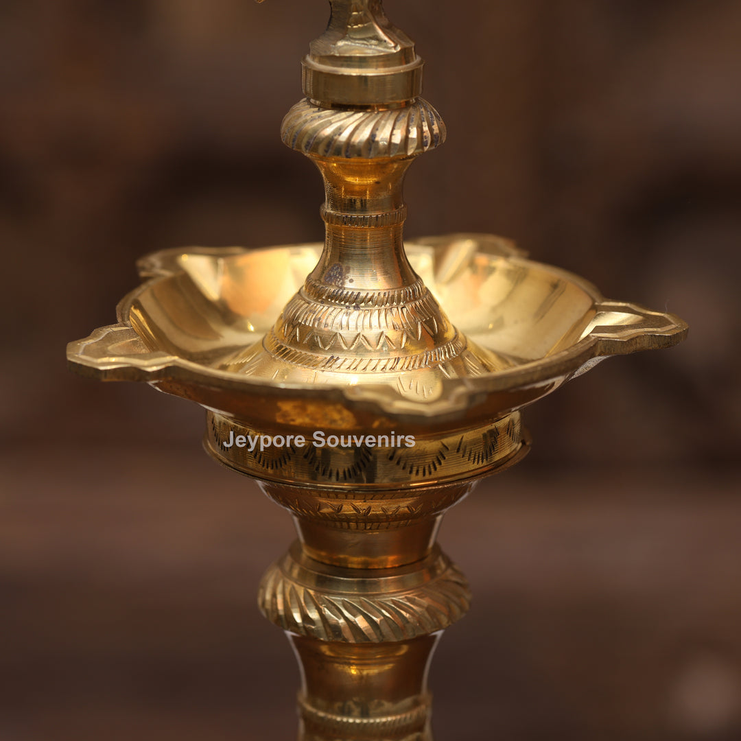 14" Handcrafted Brass Peacock Oil Lamp