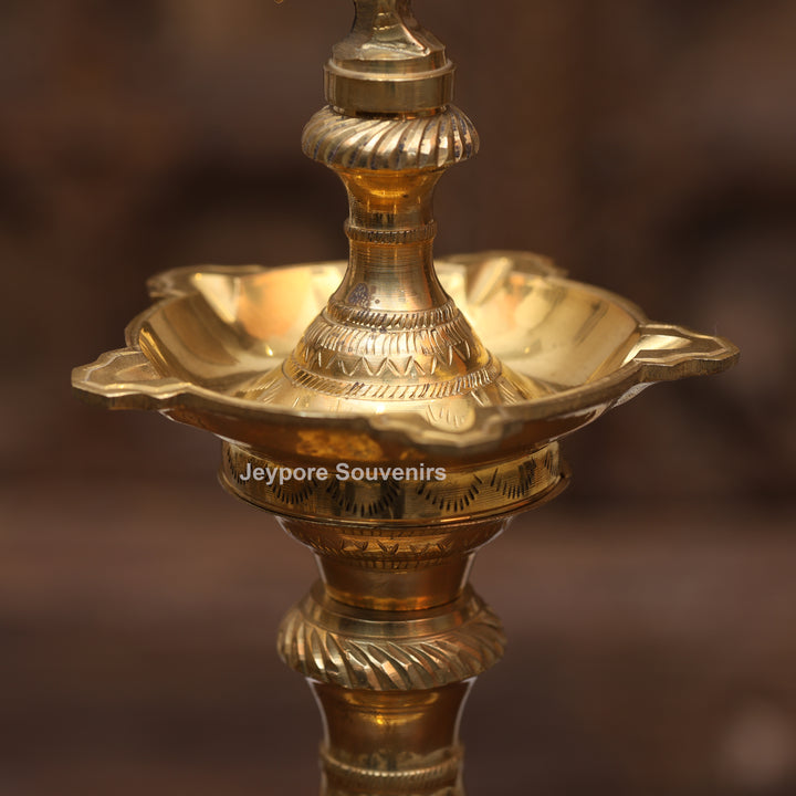 14" Handcrafted Brass Peacock Oil Lamp