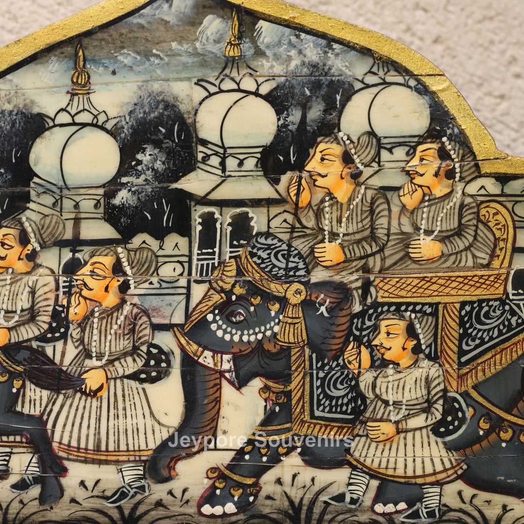 Rajasthani Miniature Painting Decorative Camel Bone Inlay Wall Mirror