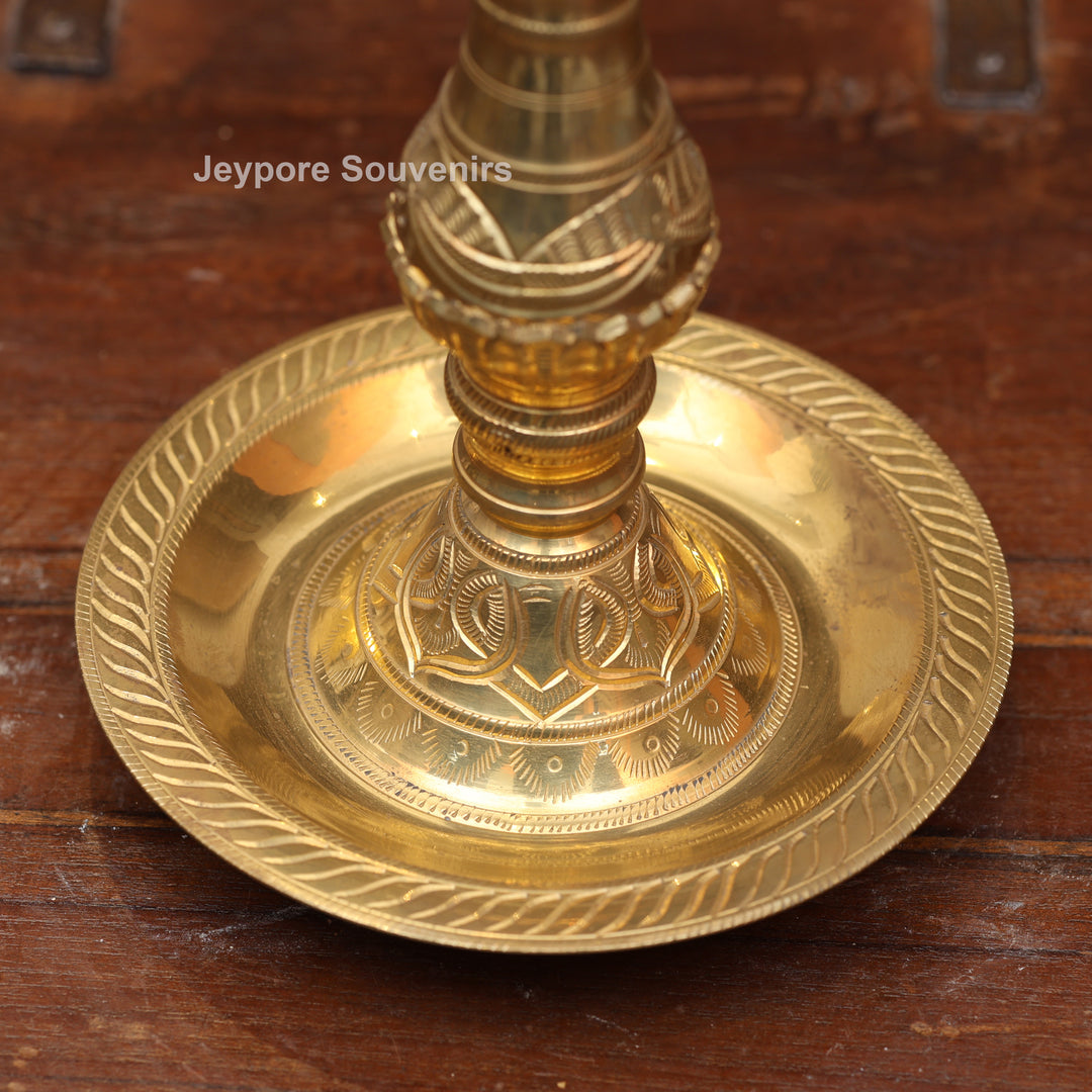14" Handcrafted Brass Peacock Oil Lamp