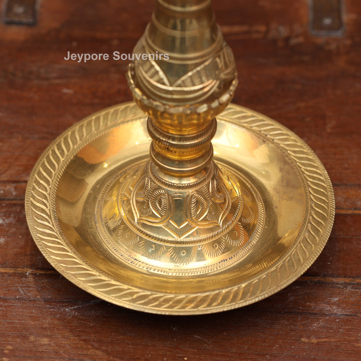 14" Handcrafted Brass Peacock Oil Lamp