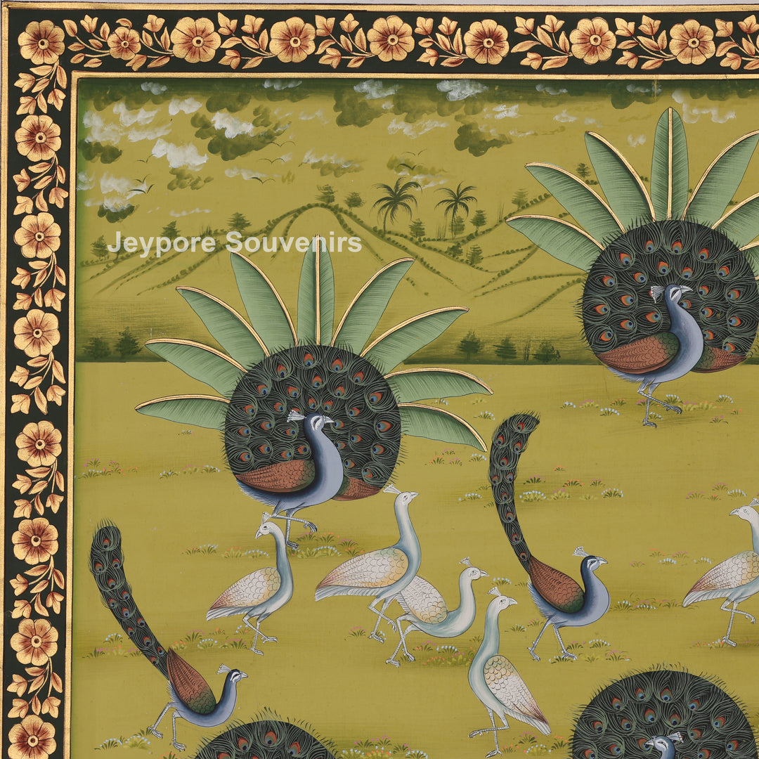 Hand-Painted Krishna in a Peacock Garden – Pichwai