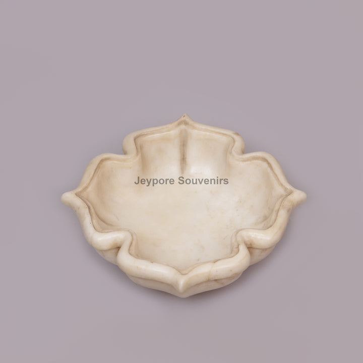 Handcrafted White Marble Lotus Urli Bowl