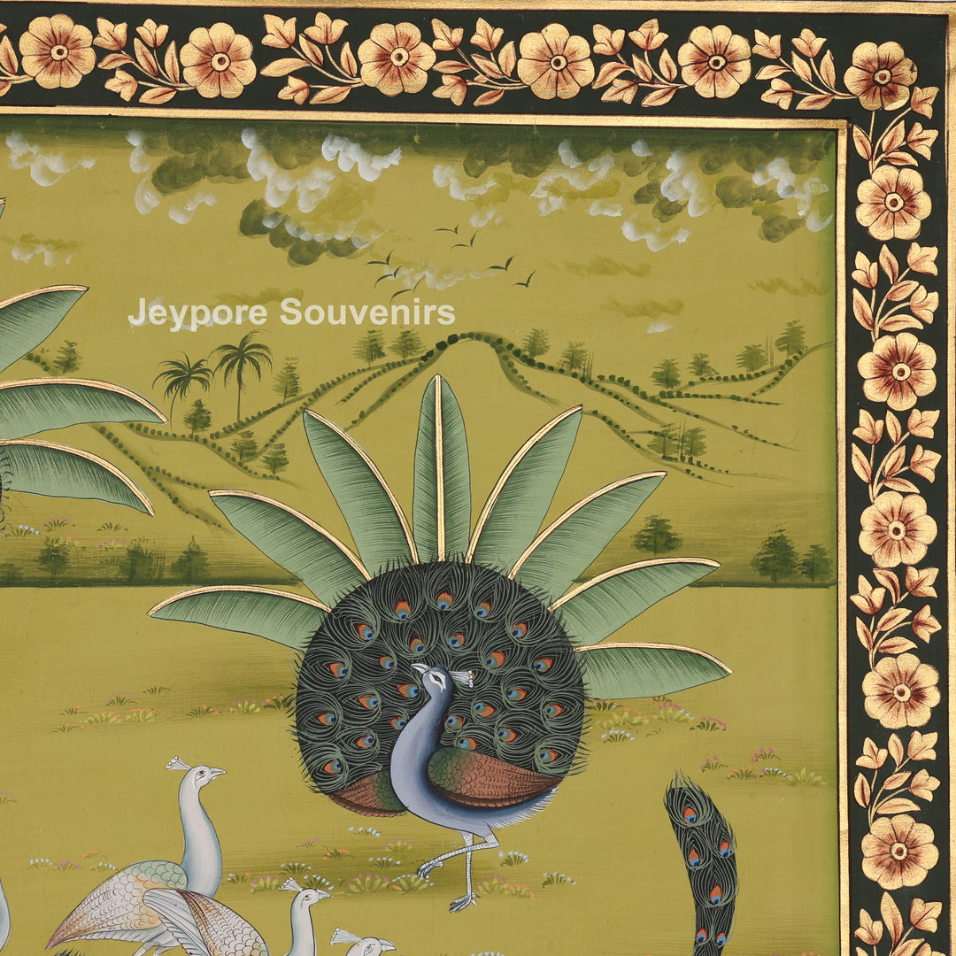 Hand-Painted Krishna in a Peacock Garden – Pichwai
