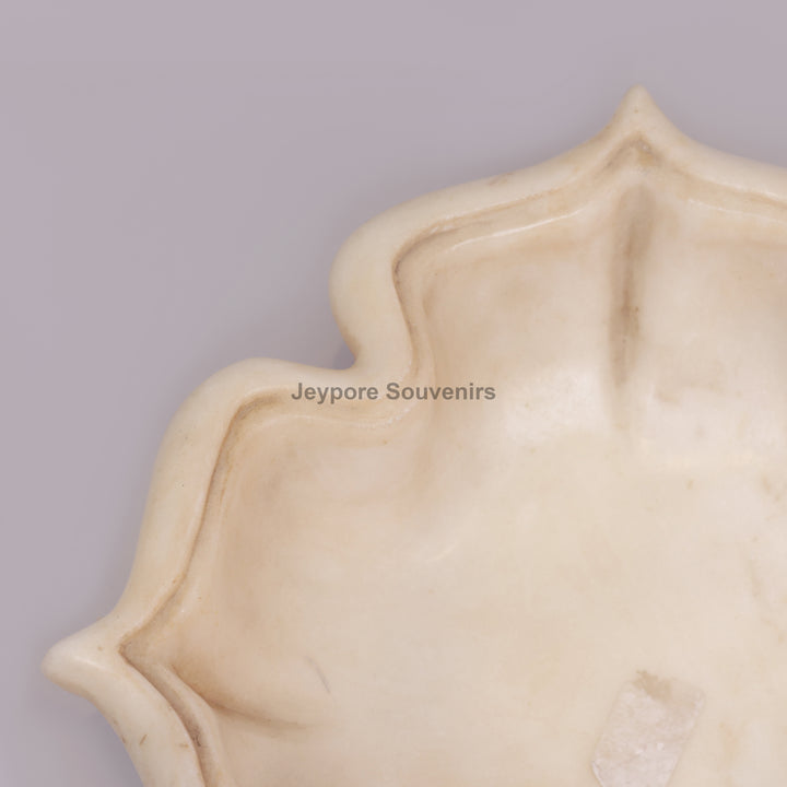 Handcrafted White Marble Lotus Urli Bowl