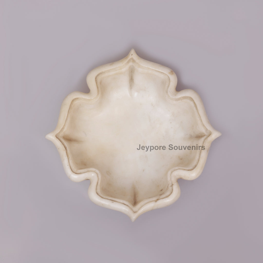 Handcrafted White Marble Lotus Urli Bowl