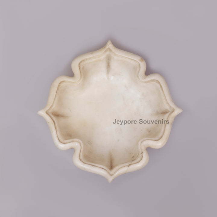 Handcrafted White Marble Lotus Urli Bowl