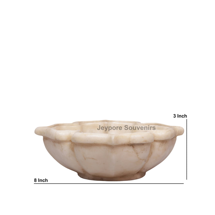 Handcrafted White Marble Lotus Urli Bowl