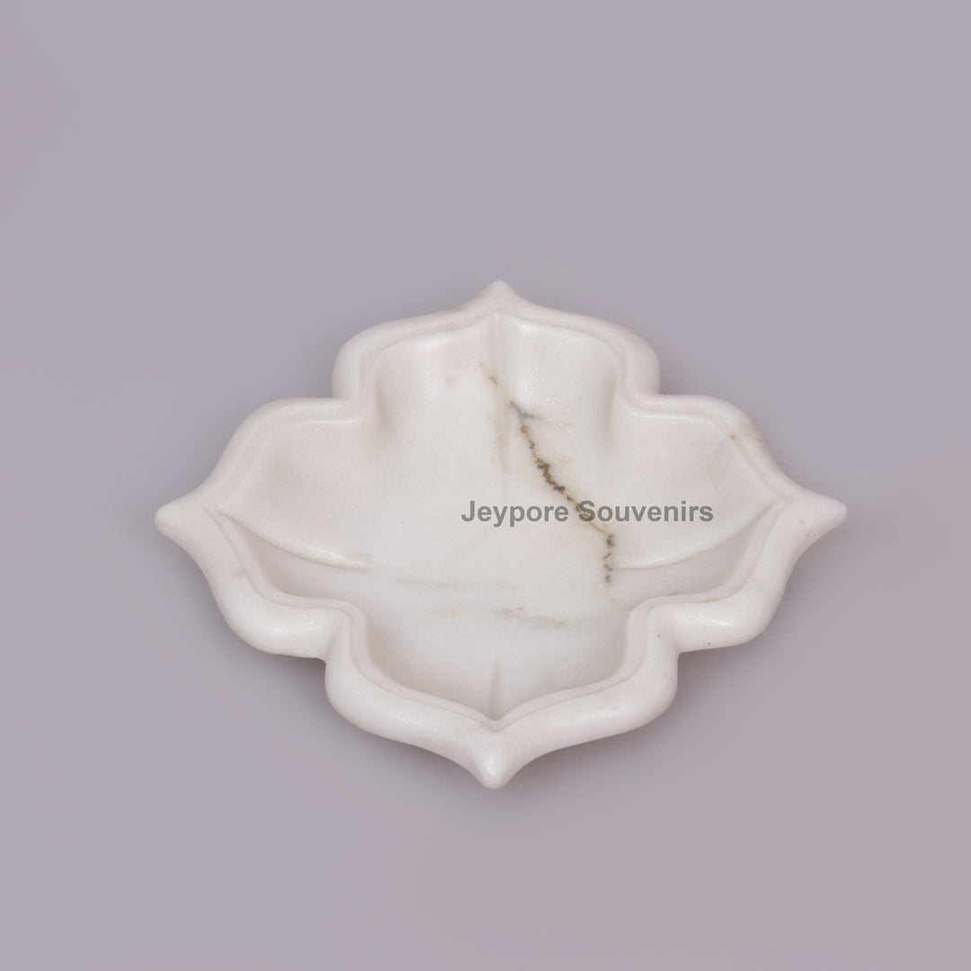 Handcrafted White Marble Arch-Shaped Decorative Urli Bowl