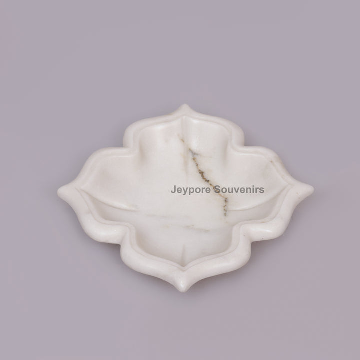 Handcrafted White Marble Arch-Shaped Decorative Urli Bowl