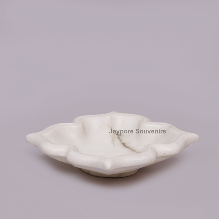 Handcrafted White Marble Arch-Shaped Decorative Urli Bowl