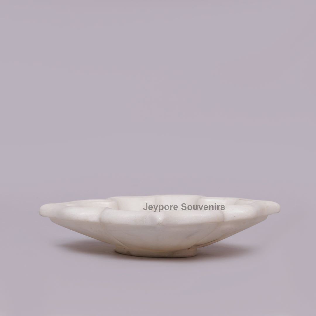 Handcrafted White Marble Arch-Shaped Decorative Urli Bowl