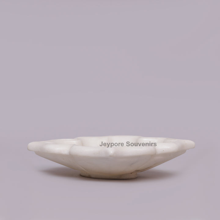 Handcrafted White Marble Arch-Shaped Decorative Urli Bowl