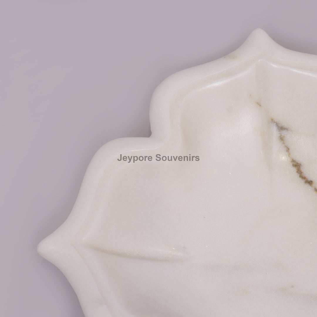 Handcrafted White Marble Arch-Shaped Decorative Urli Bowl