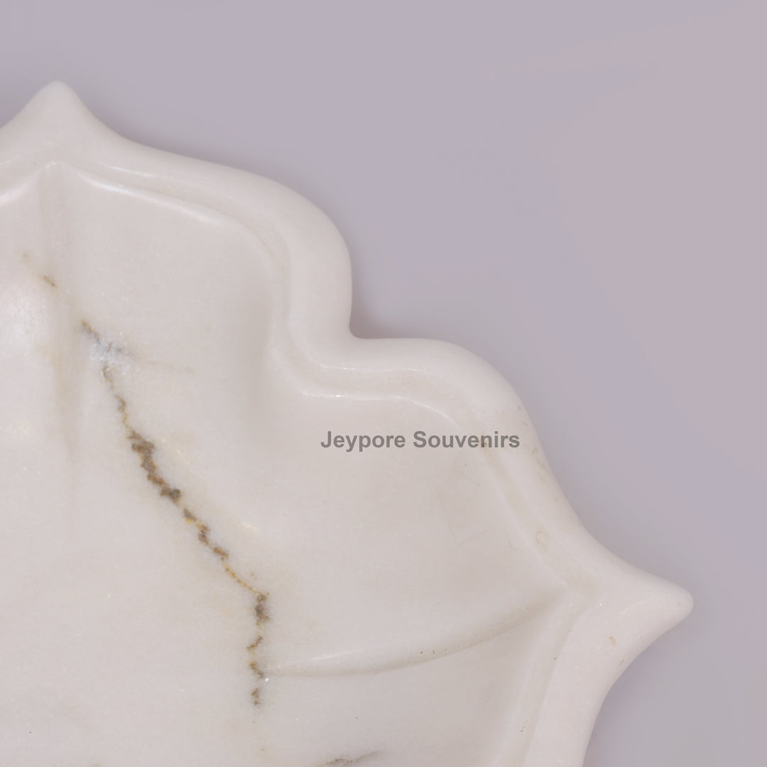 Handcrafted White Marble Arch-Shaped Decorative Urli Bowl