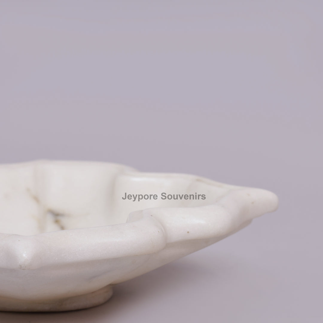 Handcrafted White Marble Arch-Shaped Decorative Urli Bowl