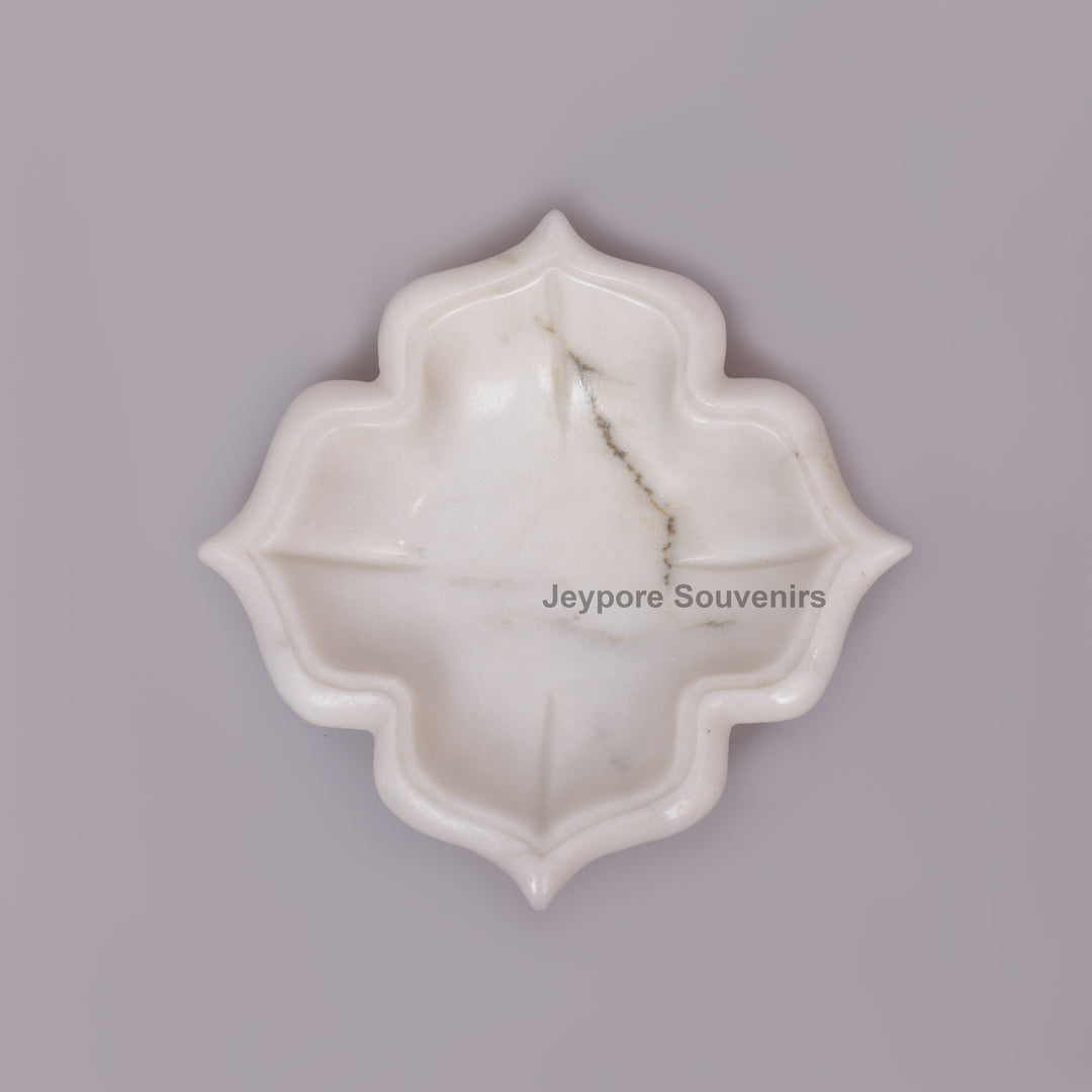 Handcrafted White Marble Arch-Shaped Decorative Urli Bowl