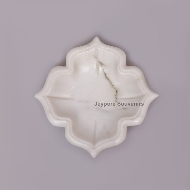 Handcrafted White Marble Arch-Shaped Decorative Urli Bowl