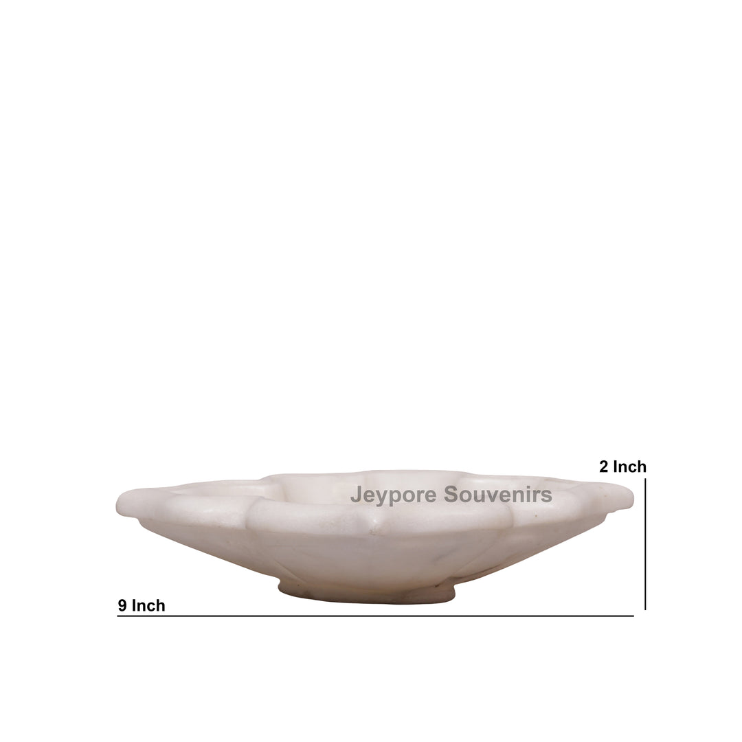 Handcrafted White Marble Arch-Shaped Decorative Urli Bowl