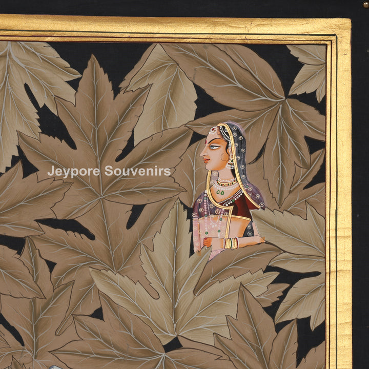 Krishna in Leaf Design – Hand-Painted Pichwai