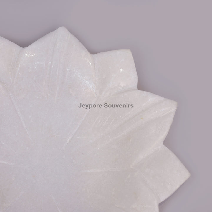White Marble Lotus Decorative Urli Bowl for Home Decor